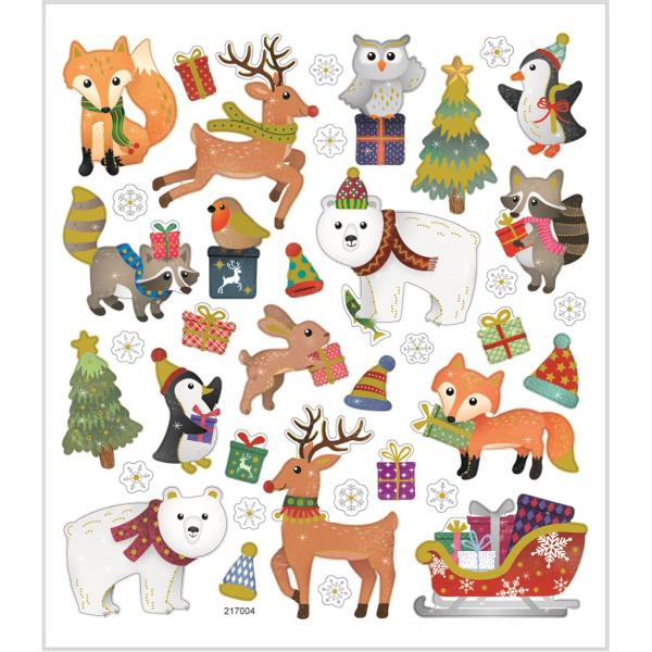 Sticker mit weihnachtlichen Tiermotiven